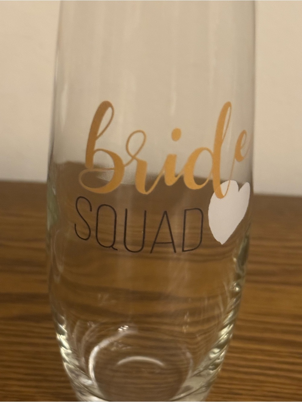 Set of 5 Bride Squad Gold Stemless Champagne Flutes Bachelorette Party